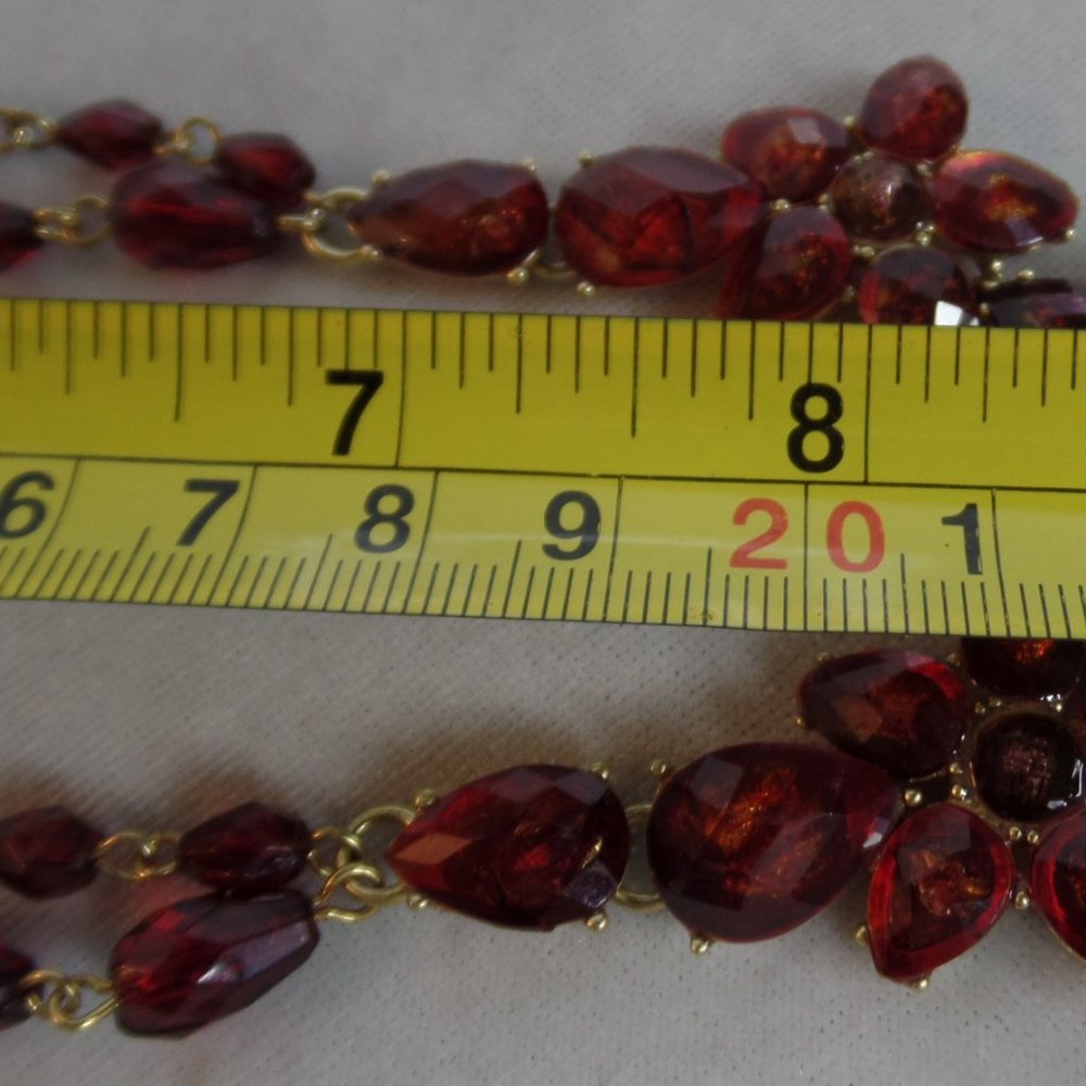 Liz Clairborne Floral Red Stones Necklace Goldtone - Picture 10 of 14